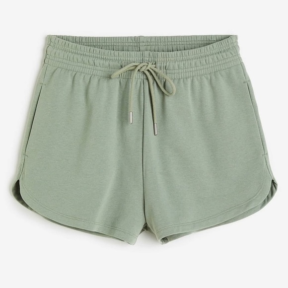 Light Sage Green Casual Sweat Shorts with Drawstring & Pockets - Picture 1 of 1